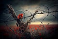 Illustration of world war one battlefields filled with poppies Royalty Free Stock Photo