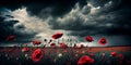 Illustration of world war one battlefields filled with poppies Royalty Free Stock Photo