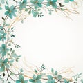 an illustration of a wreath of blue flowers on a white background