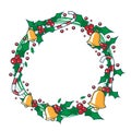 Illustration of a wreath for decorating greeting cards for the winter holidays