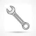Illustration of a wrench with an open-end on one side and a ring-end on the other. The Royalty Free Stock Photo