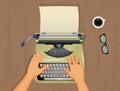 Writer writes best sellers with a typewriter