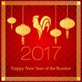 A illustration year of rooster design for Chinese New Year celebration. Card with Gold Chicken Royalty Free Stock Photo