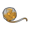 Illustration of yellow ball of wool. Cartoon icon.