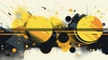 Illustration of yellow and black abstract background with circles