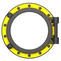 Illustration of a yellow black ship porthole