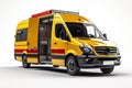 Illustration of a Yellow Emergency Ambulance Isolated on White Background, Generative AI