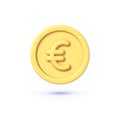 Illustration with yellow euro 3d. Design element. 3d commerce icon vector render illustration