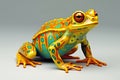 Illustration of a yellow frog on a gray gradient background