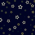 Illustration with yellow and green stars on a dark blue background