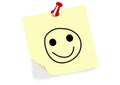 Illustration of a yellow note with a happy face