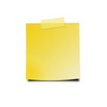 Illustration of a yellow piece of paper taped to a white background, with space for text