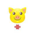 Illustration of yellow pig, symbol of 2019 on the Chinese calendar.