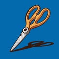 Illustration of yellow scissor office tools for poster or graphic resources