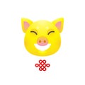 Illustration of yellowi pig, symbol of 2019 on the Chinese calendar.