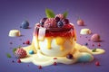 illustration, yogurt and jelly dessert with berries, ai generative Royalty Free Stock Photo