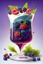 illustration, yogurt and jelly dessert with berries, ai generative Royalty Free Stock Photo