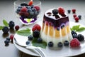 illustration, yogurt and jelly dessert with berries, ai generative Royalty Free Stock Photo