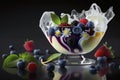 illustration, yogurt and jelly dessert with berries, ai generative Royalty Free Stock Photo