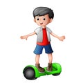 Young boy riding a electric scooter Royalty Free Stock Photo