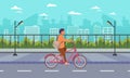 Illustration of a Young Businessman Commute Riding Bicycle