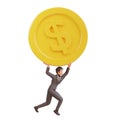 3d illustration bussinesman with dollar coins