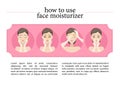 Illustration of young girl putting on her face moisturising cream.