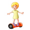 Young girl riding a electric scooter