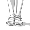 Illustration of young girl wearing summer sandals Royalty Free Stock Photo