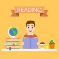 Illustration of young handsome man reading a book Royalty Free Stock Photo