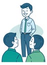 Illustration of a young leader talking to his subordinates with a smiling expression Royalty Free Stock Photo