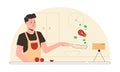 Illustration of a young man, cooking blogger.