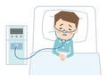 Illustration of a young man doing oxygen therapy