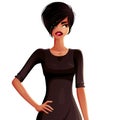 Illustration of a young pretty woman with a stylish haircut. Col Royalty Free Stock Photo