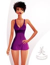 Illustration of a young pretty woman wearing an erotic nightie. Royalty Free Stock Photo