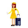 Illustration of a young stylish woman. Woman tourist