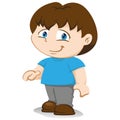 Illustration yuyu, boy mascot boy standing in standing position waiting for wearing blue t-shirt gray pants