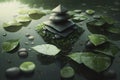 illustration, zen stone pyramid, water surface screen, ai generative Royalty Free Stock Photo