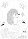 Illustration zentangl. Doodle hedgehog Coloring page Anti stress for adults. Black and white