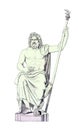 Illustration of Zeus sitting on a throne isolated on a white background