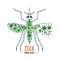 Illustration of zika virus transmission by aedes mosquito. Vector design concept for zika virus outbreak. Royalty Free Stock Photo