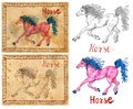 Illustration with zodiac animal - Horse