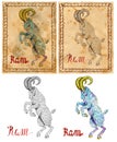 Illustration with zodiac animal - Ram or Goat Royalty Free Stock Photo