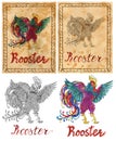 Illustration with zodiac animal - Rooster Royalty Free Stock Photo