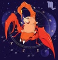 Illustration of a Zodiac Signs Scorpio. Cartoon Character