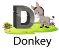 Zoo animal alphabet D for Donkey with the animal beside Royalty Free Stock Photo