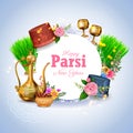 Zoroastrianism holiday Happy Jamshedi Navroz traditional festival background of Parsi