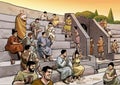 Roman empire amphitheatre with people