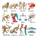 Astrological signs isolated on a white background Royalty Free Stock Photo