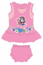 baby frocks with pants pink print vector art Royalty Free Stock Photo